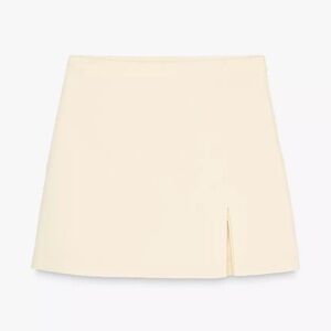 Zara Cream Slit Hem Mini Skort